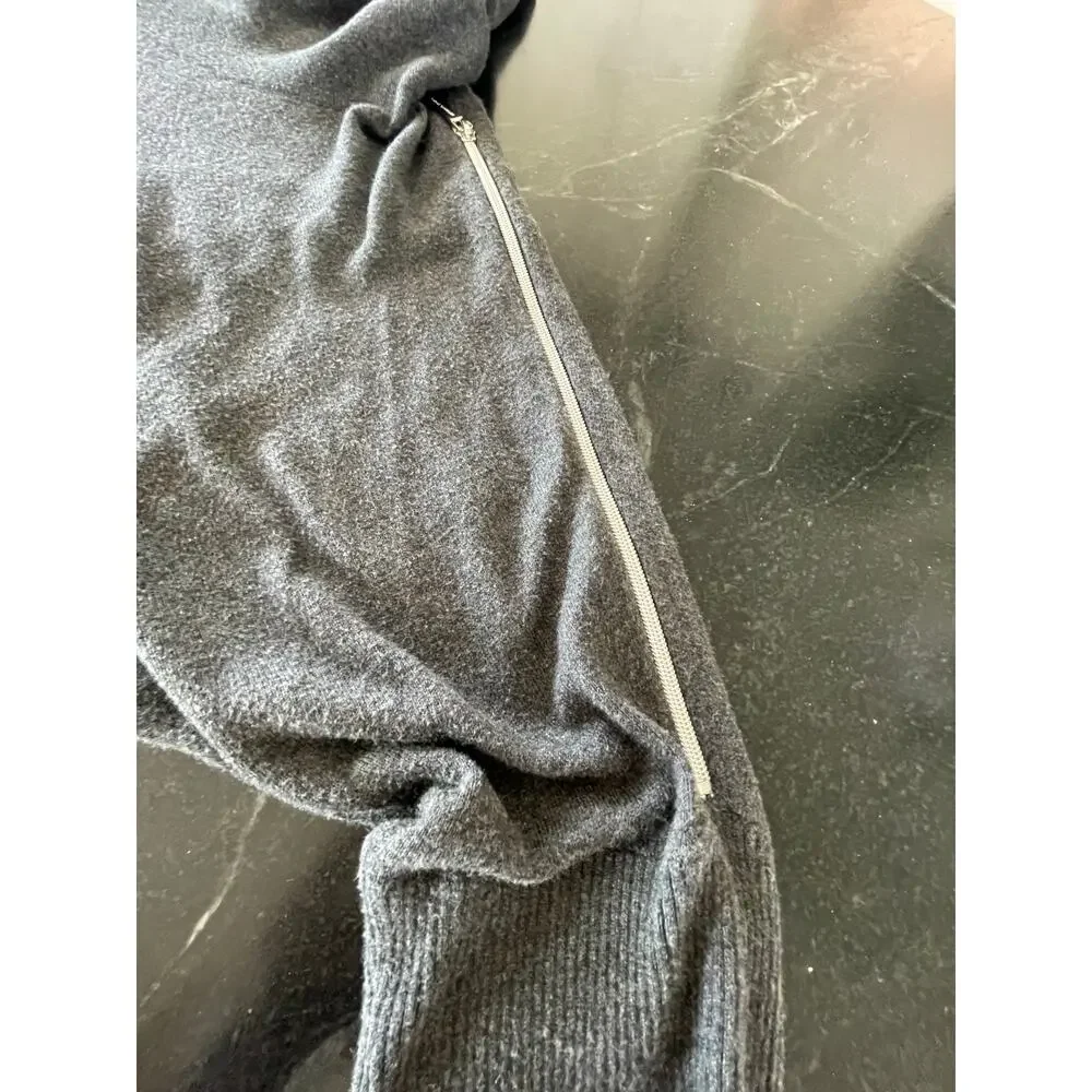 Michael Kors Gray zipper accent Cowl-neck long sleeve sweater XL